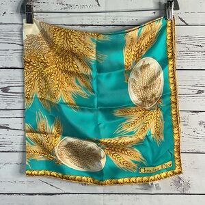 Dior Silk Scarf in Teal and Gold